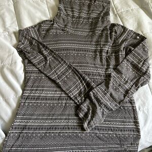 Columbia Gray Cowl Neck Sweater with Geometric Pattern